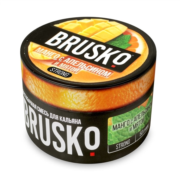 Бестабачная смесь для кальяна BRUSKO, 50 г, Манго с апельсином и мятой, Medium