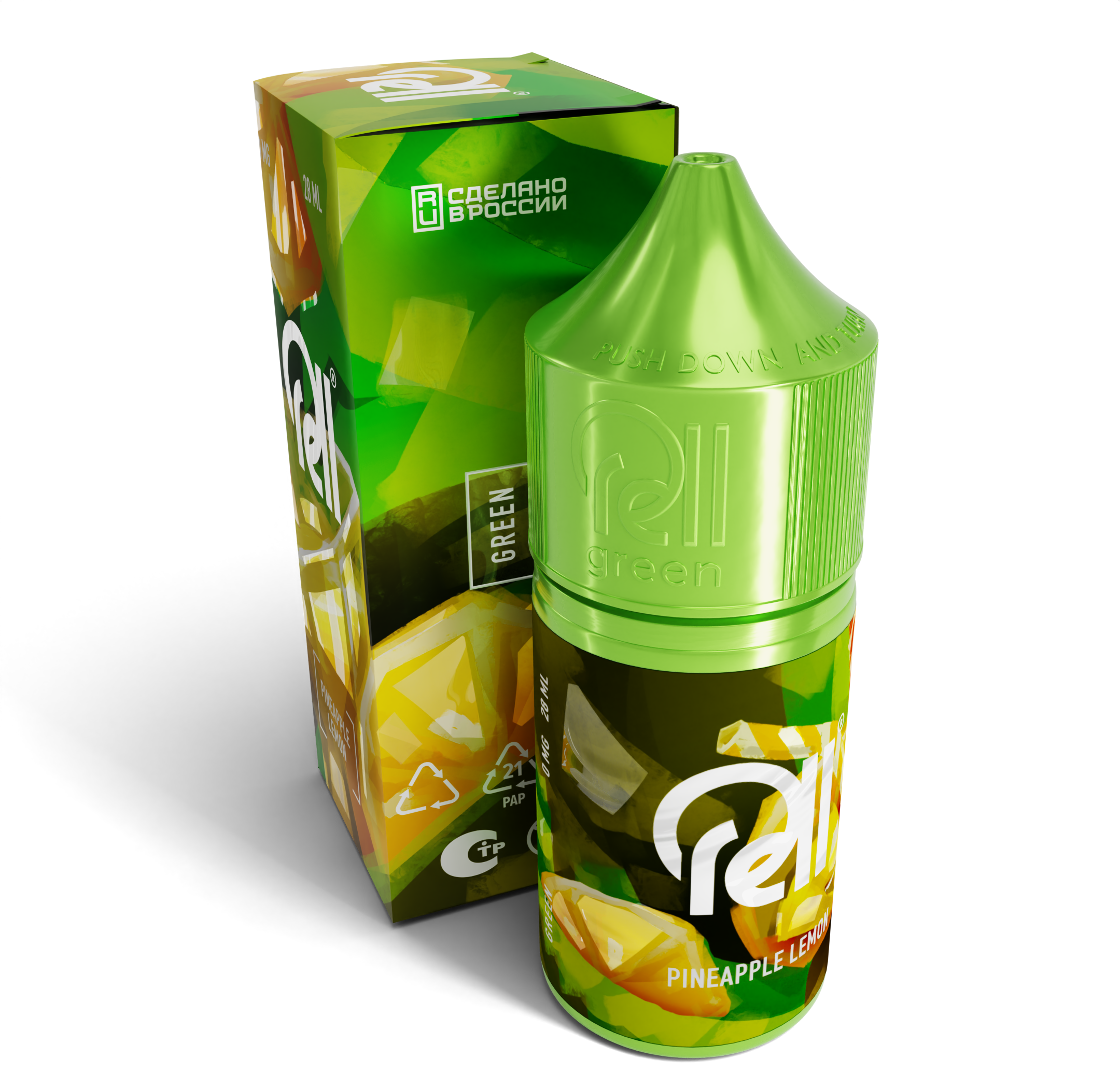 Безникотиновая жидкость для ЭСДН RELL GREEN Pineapple juice (28мл, 0мг/см3)